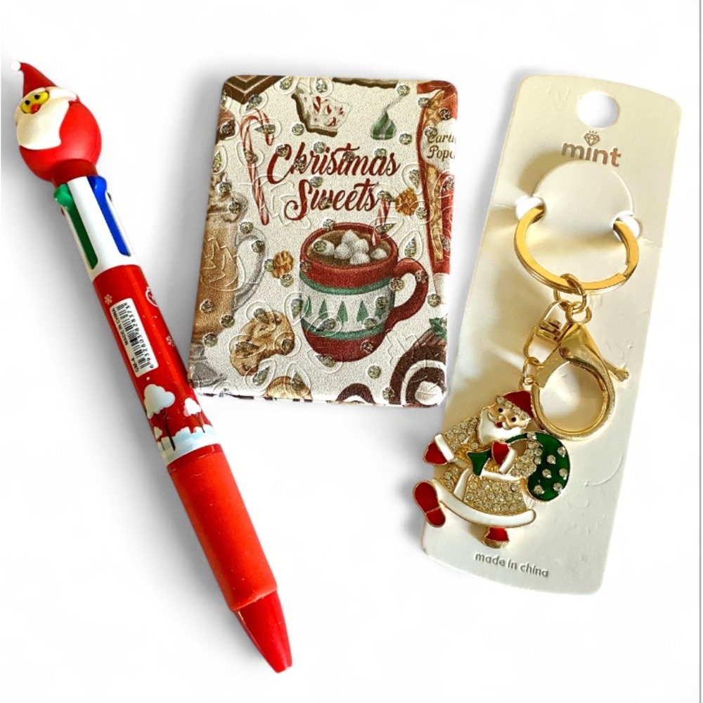 🎅🏻 SALE Christmas Pen, double compact mirror, and Keychain Set All three NEW